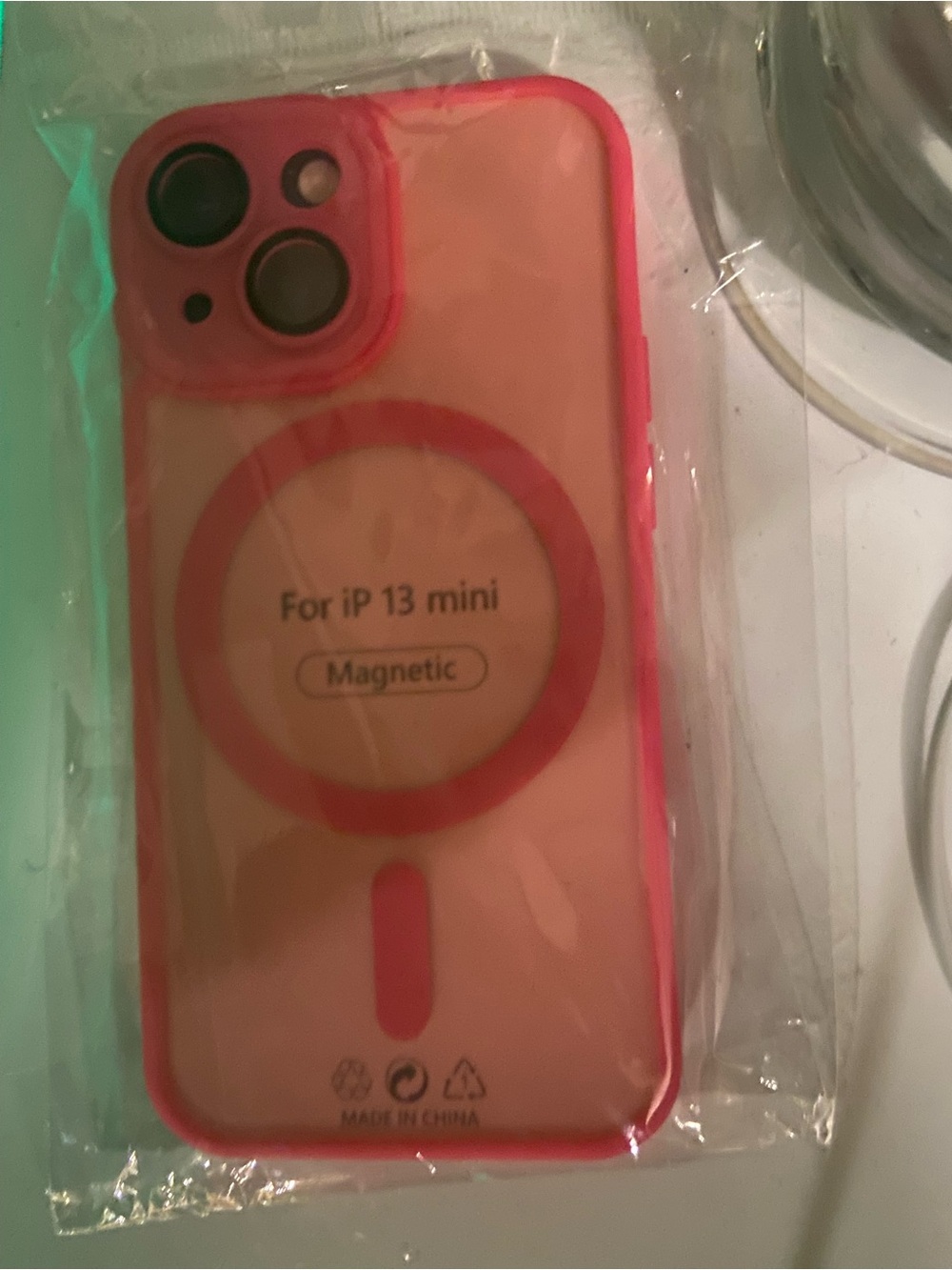 Magnetic Pink iPhone 13 Mini Case with MagSafe Ring